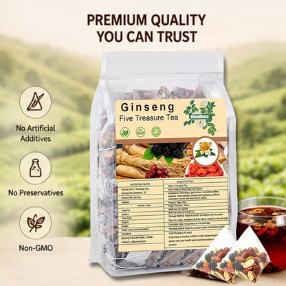 Ginseng Five Treasure Herbal Tea – Premium Herbal Blend (25 Tea Bags)