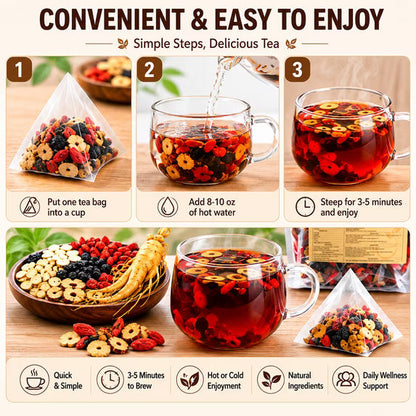 Ginseng Five Treasure Herbal Tea – Premium Herbal Blend (25 Tea Bags)
